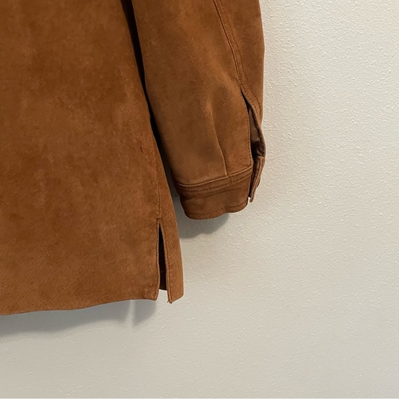 Cherokee Genuine Leather Jacket Womens L VTG 90S Camel Color Suede Button Up - Picture 15 of 16